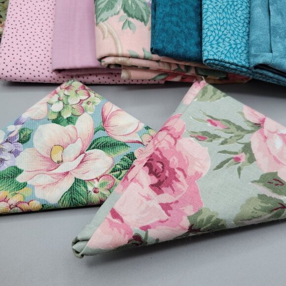 Assorted Fat Quarters Quilting Fabric Blue Pink Purple Floral More Cotton 19 Pc - Picture 2 of 6